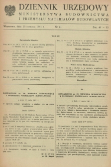 Dziennik Urzędowy Ministerstwa Budownictwa i Przemysłu Materiałów Budowlanych. 1961, nr 11 (20 czerwca)