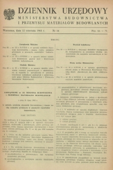 Dziennik Urzędowy Ministerstwa Budownictwa i Przemysłu Materiałów Budowlanych. 1961, nr 14 (12 września)
