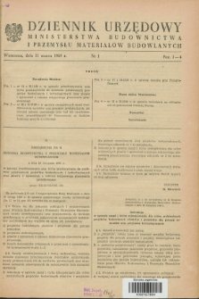 Dziennik Urzędowy Ministerstwa Budownictwa i Przemysłu Materiałów Budowlanych. 1969, nr 1 (11 marca)