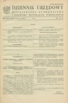 Dziennik Urzędowy Ministerstwa Budownictwa i Przemysłu Materiałów Budowlanych. 1972, nr 4 (8 czerwca)