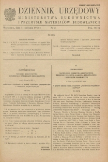 Dziennik Urzędowy Ministerstwa Budownictwa i Przemysłu Materiałów Budowlanych. 1973, nr 5 (11 sierpnia)