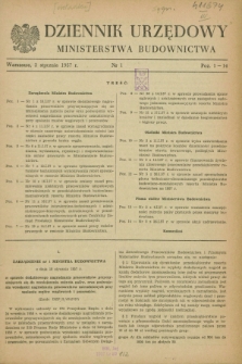 Dziennik Urzędowy Ministerstwa Budownictwa. 1957, nr 1 (2 stycznia)