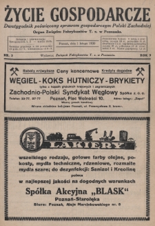 Życie Gospodarcze : dwutygodnik poświęcony sprawom gospodarczym Polski Zachodniej : organ Związku Fabrykantów T. Z. w Poznaniu. R. 9 (1930), nr 3