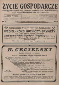 Życie Gospodarcze : dwutygodnik poświęcony sprawom gospodarczym Polski Zachodniej : organ Związku Fabrykantów Tow. zap. w Poznaniu. R. 9 (1930), nr 22