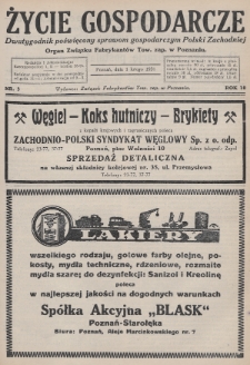 Życie Gospodarcze : dwutygodnik poświęcony sprawom gospodarczym Polski Zachodniej : organ Związku Fabrykantów Tow. zap. w Poznaniu. R. 10 (1931), nr 3