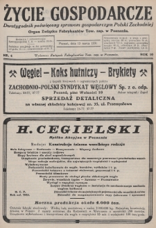 Życie Gospodarcze : dwutygodnik poświęcony sprawom gospodarczym Polski Zachodniej : organ Związku Fabrykantów Tow. zap. w Poznaniu. R. 10 (1931), nr 6