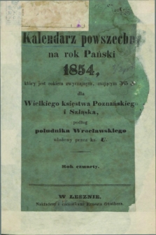 Kalendarz Powszechny na Rok Pański 1854. R.4