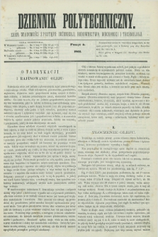 Dziennik Polytechniczny : zbiór wiadomości z postępu : inżenierji, budownictwa, mechaniki i technologji. [R.2], poszyt 5 (1861) + wkładka