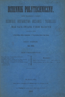 Dziennik Polytechniczny. R.3, poszyt 1 (1862) + wkładka