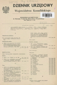 Dziennik Urzędowy Województwa Koszalińskiego. 1986, Skorowidz alfabetyczny