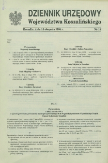 Dziennik Urzędowy Województwa Koszalińskiego. 1994, nr 14 (18 sierpnia)