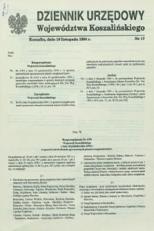 Dziennik Urzędowy Województwa Koszalińskiego. 1994, nr 17 (10 listopada)