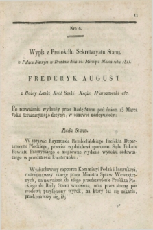 Dziennik Decyzyi Rady Stanu Xięstwa Warszawskiego, w przedmiotach Spornych Administracyinych y Jurysdykcyinych. 1811, T.1, Nro 4 ([20 marca])