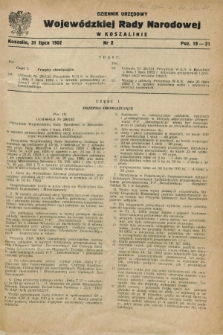 Dziennik Urzędowy Wojewódzkiej Rady Narodowej w Koszalinie. 1952, nr 2 (31 lipca)