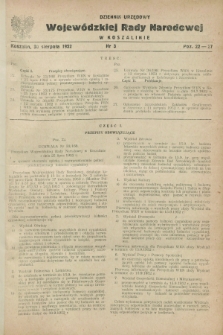 Dziennik Urzędowy Wojewódzkiej Rady Narodowej w Koszalinie. 1952, nr 3 (30 sierpnia)