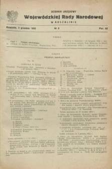 Dziennik Urzędowy Wojewódzkiej Rady Narodowej w Koszalinie. 1952, nr 8 (3 grudnia)