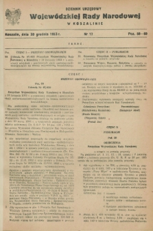 Dziennik Urzędowy Wojewódzkiej Rady Narodowej w Koszalinie. 1953, nr 17 (30 grudnia)