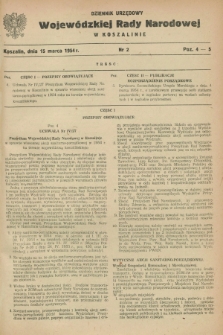 Dziennik Urzędowy Wojewódzkiej Rady Narodowej w Koszalinie. 1954, nr 2 (15 marca)