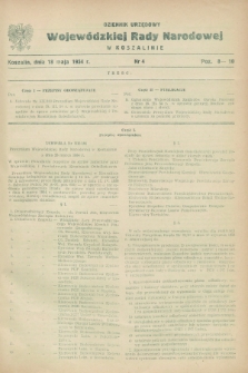 Dziennik Urzędowy Wojewódzkiej Rady Narodowej w Koszalinie. 1954, nr 4 (18 maja)