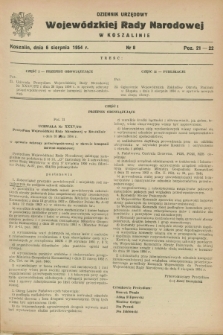 Dziennik Urzędowy Wojewódzkiej Rady Narodowej w Koszalinie. 1954, nr 8 (6 sierpnia)