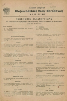Dziennik Urzędowy Wojewódzkiej Rady Narodowej w Koszalinie. 1955, Skorowidz alfabetyczny