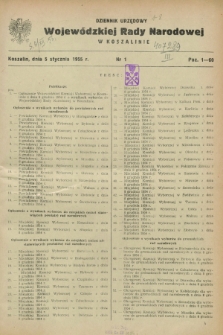 Dziennik Urzędowy Wojewódzkiej Rady Narodowej w Koszalinie. 1955, nr 1 (5 stycznia)