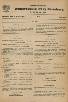 Dziennik Urzędowy Wojewódzkiej Rady Narodowej w Koszalinie. 1957, nr 1 (20 marca)