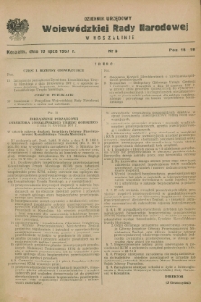 Dziennik Urzędowy Wojewódzkiej Rady Narodowej w Koszalinie. 1957, nr 5 (10 lipca)