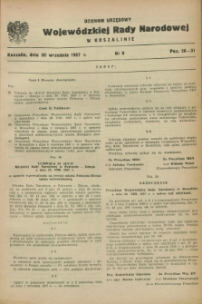 Dziennik Urzędowy Wojewódzkiej Rady Narodowej w Koszalinie. 1957, nr 8 (30 września)