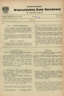 Dziennik Urzędowy Wojewódzkiej Rady Narodowej w Koszalinie. 1958, nr 4 (10 czerwca)