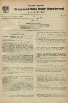 Dziennik Urzędowy Wojewódzkiej Rady Narodowej w Koszalinie. 1958, nr 7 (1 sierpnia)