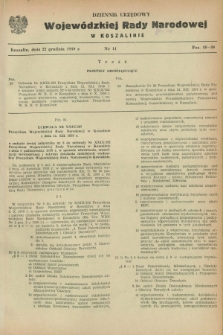 Dziennik Urzędowy Wojewódzkiej Rady Narodowej w Koszalinie. 1959, nr 11 (22 grudnia)