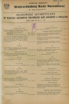 Dziennik Urzędowy Wojewódzkiej Rady Narodowej w Koszalinie. 1960, Skorowidz alfabetyczny