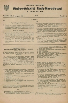 Dziennik Urzędowy Wojewódzkiej Rady Narodowej w Koszalinie. 1961, nr 9 (30 sierpnia)