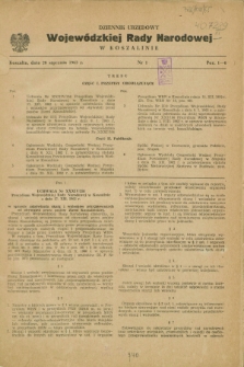 Dziennik Urzędowy Wojewódzkiej Rady Narodowej w Koszalinie. 1963, nr 1 (28 stycznia)