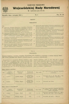 Dziennik Urzędowy Wojewódzkiej Rady Narodowej w Koszalinie. 1963, nr 6 (6 sierpnia)