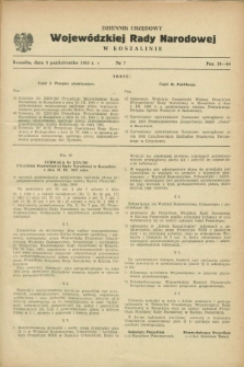 Dziennik Urzędowy Wojewódzkiej Rady Narodowej w Koszalinie. 1963, nr 7 (5 października)