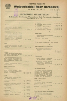 Dziennik Urzędowy Wojewódzkiej Rady Narodowej w Koszalinie. 1964, Skorowidz alfabetyczny
