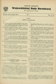 Dziennik Urzędowy Wojewódzkiej Rady Narodowej w Koszalinie. 1964, nr 7 (20 lipca)