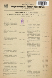 Dziennik Urzędowy Wojewódzkiej Rady Narodowej w Koszalinie. 1965, Skorowidz alfabetyczny