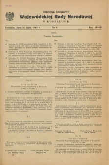 Dziennik Urzędowy Wojewódzkiej Rady Narodowej w Koszalinie. 1965, nr 9 (26 lipca)