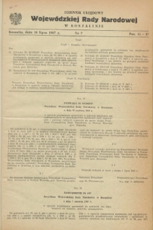 Dziennik Urzędowy Wojewódzkiej Rady Narodowej w Koszalinie. 1967, nr 7 (10 lipca)