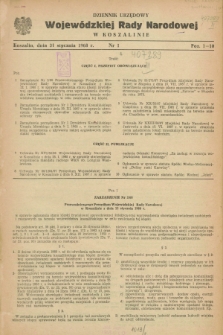 Dziennik Urzędowy Wojewódzkiej Rady Narodowej w Koszalinie. 1968, nr 1 (31 stycznia)
