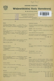 Dziennik Urzędowy Wojewódzkiej Rady Narodowej w Koszalinie. 1969, Skorowidz alfabetyczny