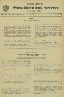Dziennik Urzędowy Wojewódzkiej Rady Narodowej w Koszalinie. 1969, nr 2 (10 marca)
