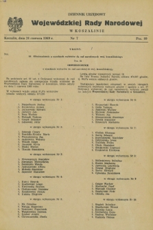 Dziennik Urzędowy Wojewódzkiej Rady Narodowej w Koszalinie. 1969, nr 7 (20 czerwca)