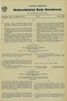 Dziennik Urzędowy Wojewódzkiej Rady Narodowej w Koszalinie. 1971, nr 3 (31 marca)
