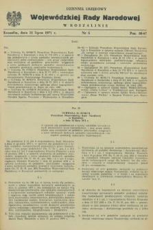 Dziennik Urzędowy Wojewódzkiej Rady Narodowej w Koszalinie. 1971, nr 6 (31 lipca)