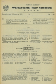 Dziennik Urzędowy Wojewódzkiej Rady Narodowej w Koszalinie. 1971, nr 8 (10 listopada)