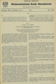 Dziennik Urzędowy Wojewódzkiej Rady Narodowej w Koszalinie. 1972, nr 4 (25 kwietnia)